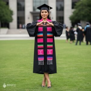 Pink Mexican Graduation Stole – Embroidered Class of 2026