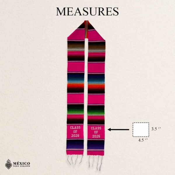 Pink Mexican Graduation Stole – Embroidered Class of 2026