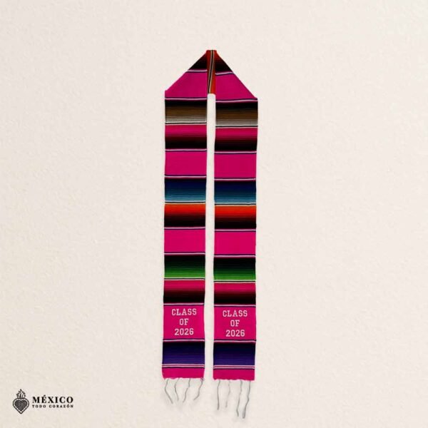 Pink Mexican Graduation Stole – Embroidered Class of 2026