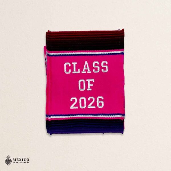 Pink Mexican Graduation Stole – Embroidered Class of 2026