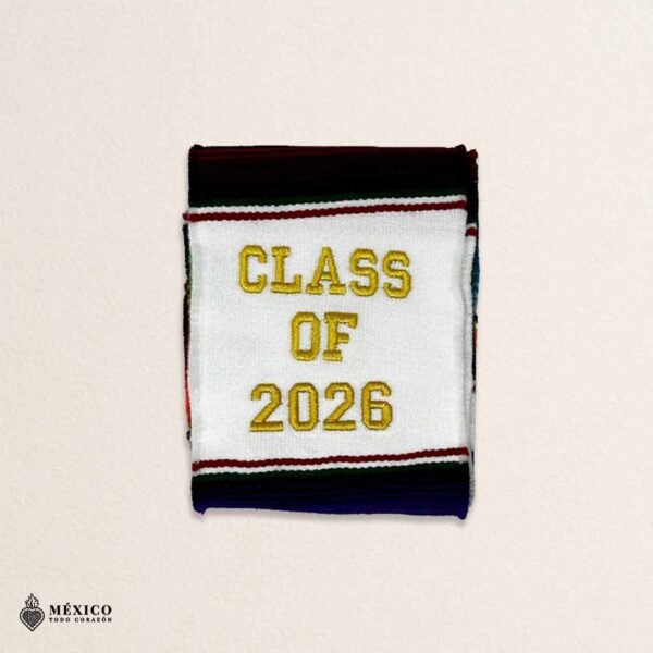 White Mexican Graduation Stole – Embroidered Class of 2026