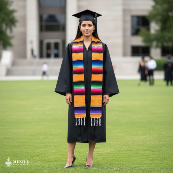 Yellow Mexican Graduation Stole – Embroidered Class of 2026