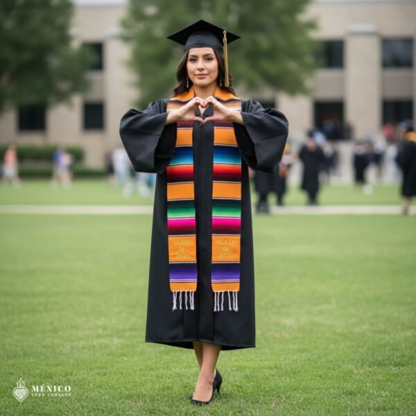 Yellow Mexican Graduation Stole – Embroidered Class of 2026