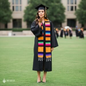 Yellow Mexican Graduation Stole – Embroidered Class of 2026
