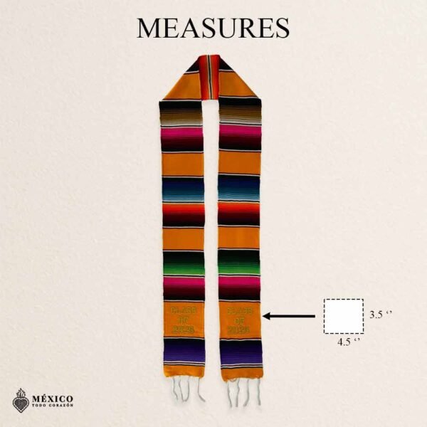 Yellow Mexican Graduation Stole – Embroidered Class of 2026