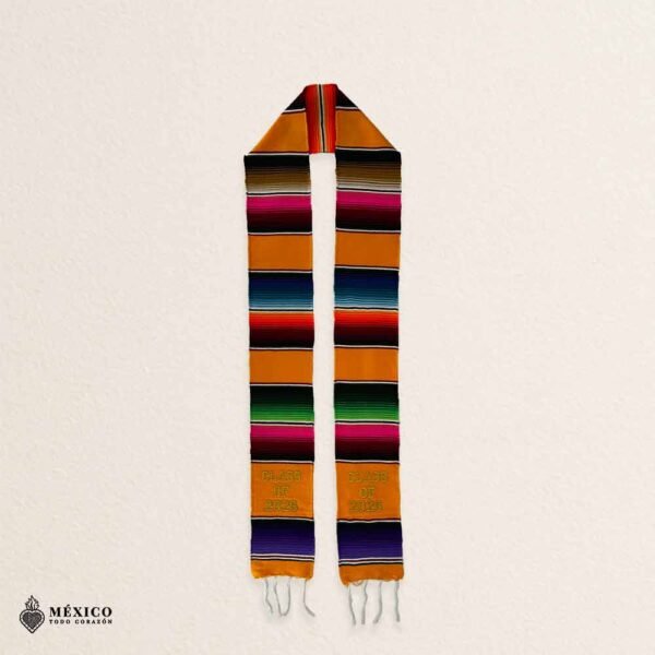 Yellow Mexican Graduation Stole – Embroidered Class of 2026