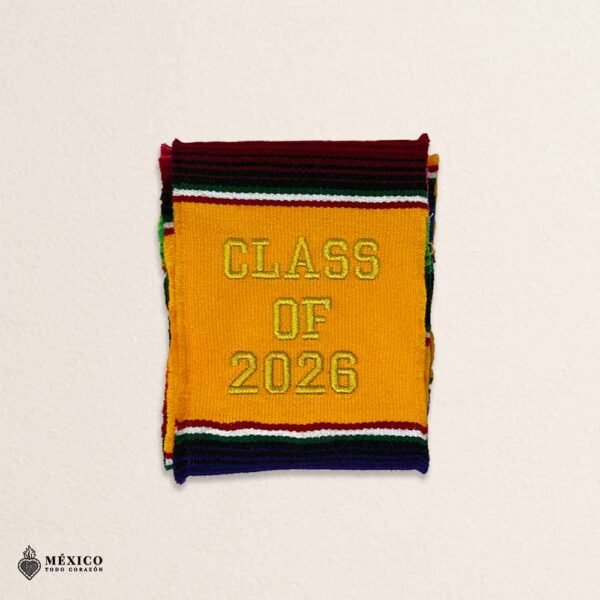 Yellow Mexican Graduation Stole – Embroidered Class of 2026