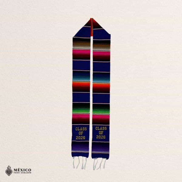 Blue Mexican Graduation Stole – Embroidered Class of 2026