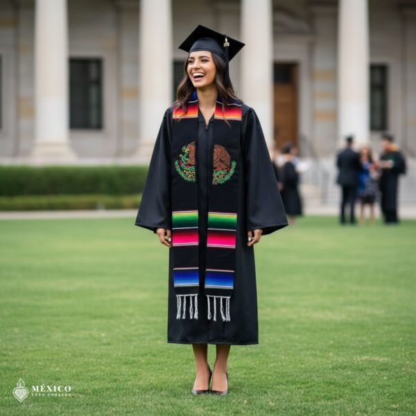 Mexican embroidered sarape graduation stole with mexican eagle