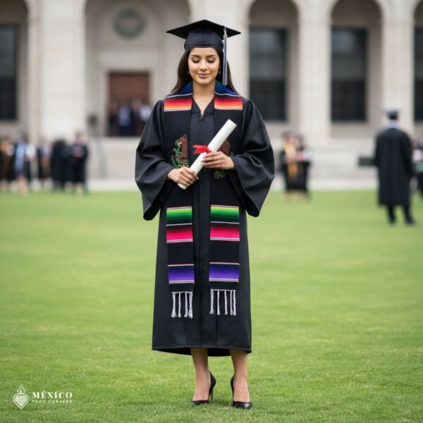 Mexican embroidered sarape graduation stole with mexican eagle