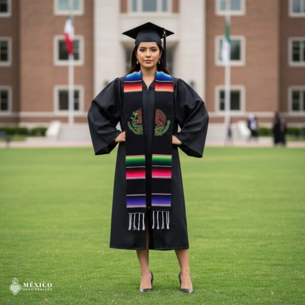 Mexican embroidered sarape graduation stole with mexican eagle