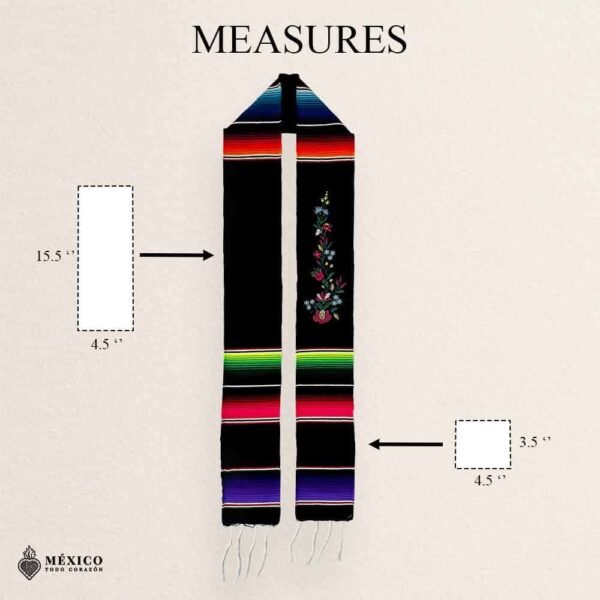 Personalized Floral Sarape Graduation Stole - Embroidered Class of 2026