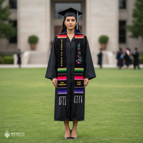Personalized Floral Sarape Graduation Stole - Embroidered Class of 2026