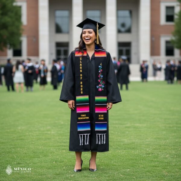 Personalized Floral Sarape Graduation Stole - Embroidered Class of 2026