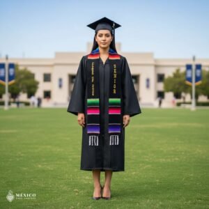 Mexican Graduation Stole Class Of 2026 And Senior Gold lettering