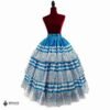 Blue Mexican Folkloric Double Circle Skirt – Satin with Lace Trim & Adjustable Waist