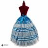 Blue Mexican Folkloric Double Circle Skirt – Satin with Lace Trim & Adjustable Waist