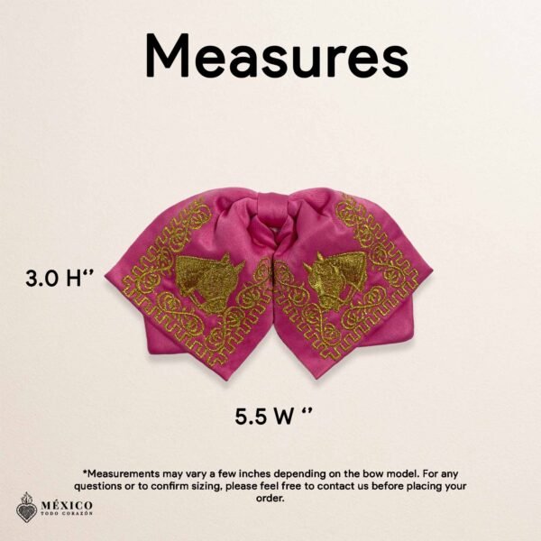 Pink Mexican Kids Embroidered Charro Moño – Traditional Baby Mariachi Bow