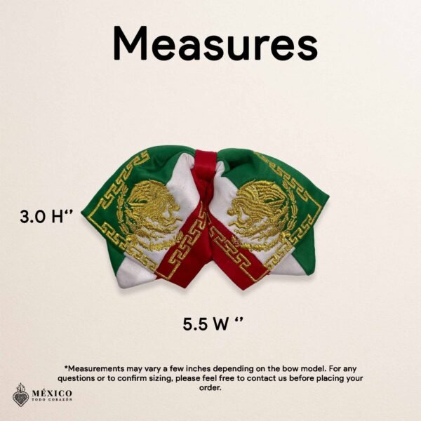 TricolorMexican Kids Embroidered Charro Moño – Traditional Baby Mariachi Bow