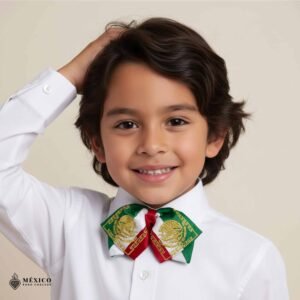 TricolorMexican Kids Embroidered Charro Moño – Traditional Baby Mariachi Bow