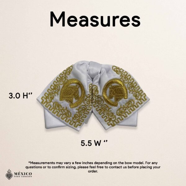 White Mexican Kids Embroidered Charro Moño – Traditional Baby Mariachi Bow