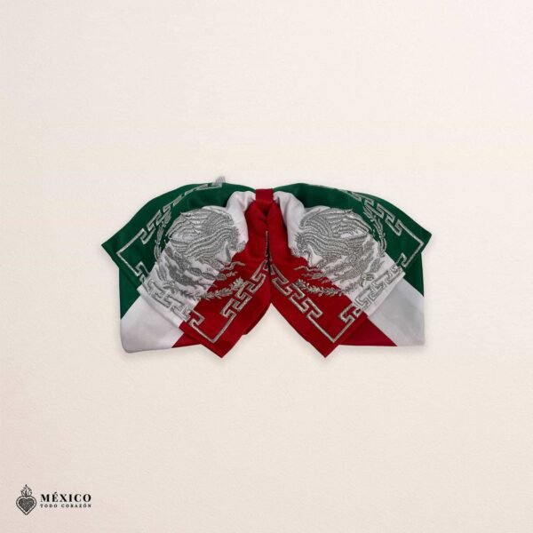 Tricolor Mexican Embroidered Charro Moño – Traditional Satin Mariachi Bow Tie