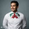 Tricolor Mexican Embroidered Charro Moño – Traditional Satin Mariachi Bow Tie