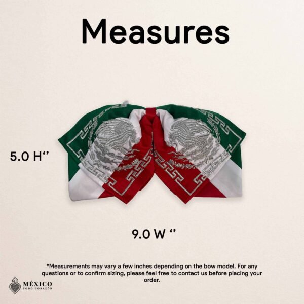 Tricolor Mexican Embroidered Charro Moño – Traditional Satin Mariachi Bow Tie