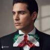 Tricolor Mexican Embroidered Charro Moño – Traditional Satin Mariachi Bow Tie