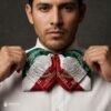 Tricolor Mexican Embroidered Charro Moño – Traditional Satin Mariachi Bow Tie