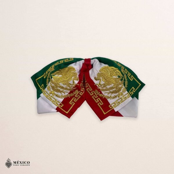 Tricolor Mexican Embroidered Charro Moño – Traditional Satin Mariachi Bow Tie