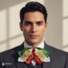 Tricolor Mexican Embroidered Charro Moño – Traditional Satin Mariachi Bow Tie