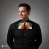 Tricolor Mexican Embroidered Charro Moño – Traditional Satin Mariachi Bow Tie