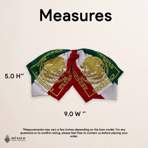 Tricolor Mexican Embroidered Charro Moño – Traditional Satin Mariachi Bow Tie