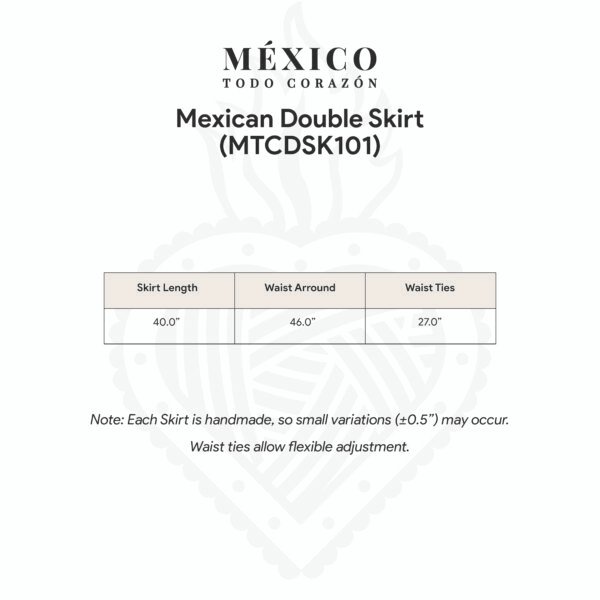 Blue Mexican Folkloric Double Circle Skirt – Satin with Lace Trim & Adjustable Waist