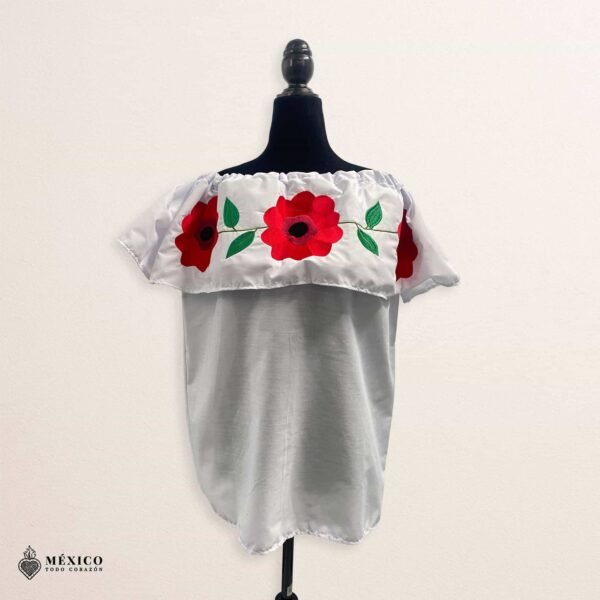 Traditional Embroidered Peasent Blouse Red Flowers