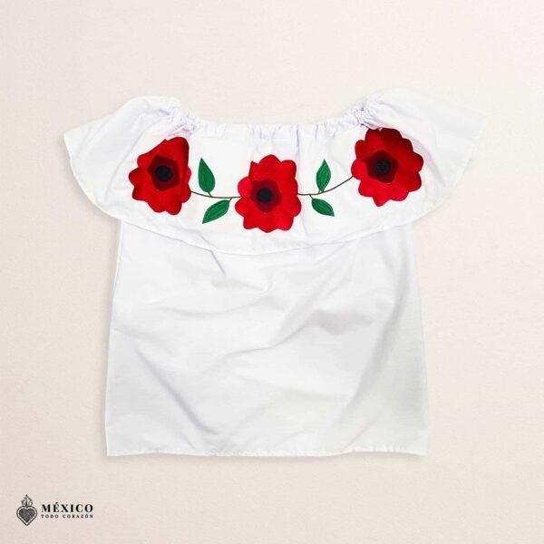 Traditional Embroidered Peasent Blouse Red Flowers