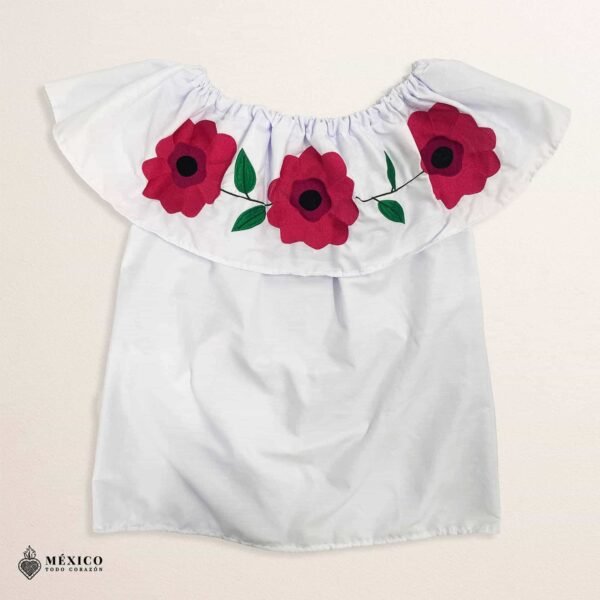 Traditional Embroidered Peasent Blouse Pink Flowers