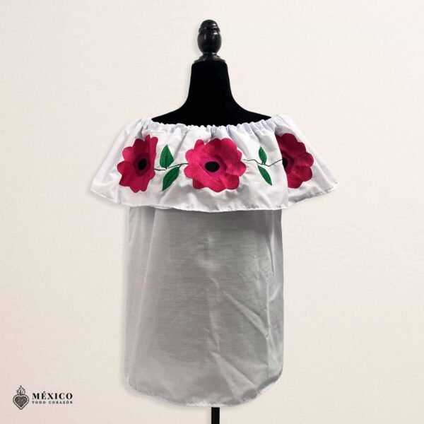Traditional Embroidered Peasent Blouse Pink Flowers