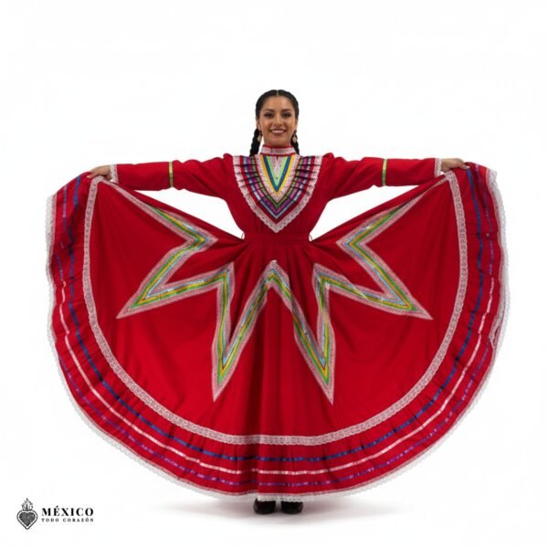 Red Traditional Jalisco One-Piece Dress (Size 16)