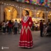 Red Traditional Jalisco One-Piece Dress (Size 16)