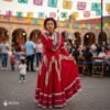Red Traditional Jalisco One-Piece Dress (Size 16)
