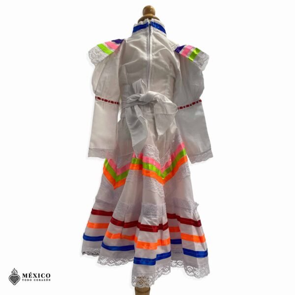 White Traditional Jalisco One-Piece Dress for Girls & Teens (Size 2)