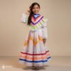 White Traditional Jalisco One-Piece Dress for Girls & Teens (Size 2)