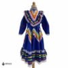 Blue Traditional Jalisco One-Piece Dress for Girls & Teens (Size 2)