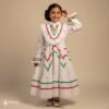 White with Tricolor Ribbons Traditional Jalisco One-Piece Dress for Girls & Teens (Size 2)