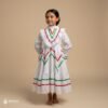 White with Tricolor Ribbons Traditional Jalisco One-Piece Dress for Girls & Teens (Size 2)