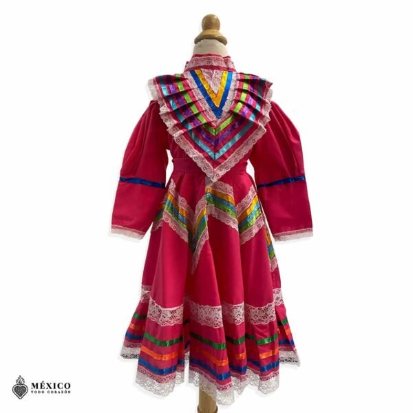 Pink Traditional Jalisco One-Piece Dress for Girls & Teens (Size 2)