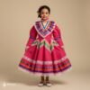 Pink Traditional Jalisco One-Piece Dress for Girls & Teens (Size 2)