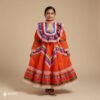Orange Traditional Jalisco One-Piece Dress for Girls & Teens (Size 4)